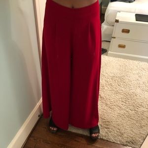 Red Zara high waist flowy pants
